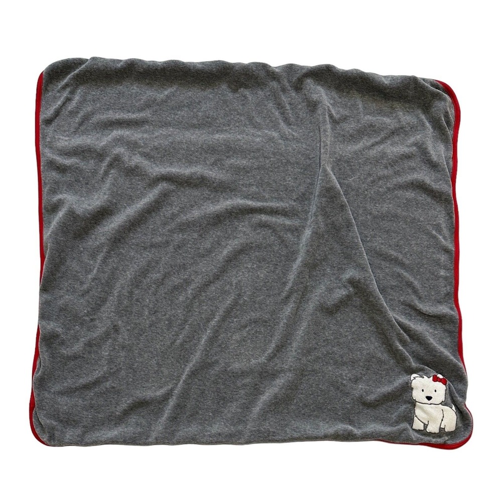 Gymboree Gray Red Polka Dog Westie Scottie Baby Kids Blanket Security Lovey